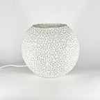 Lampada da tavolo in vetro mosaicata WHITE DAISY ovale INDIA WORLD