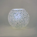 Lampada da tavolo in vetro mosaicata WHITE DAISY ovale INDIA WORLD