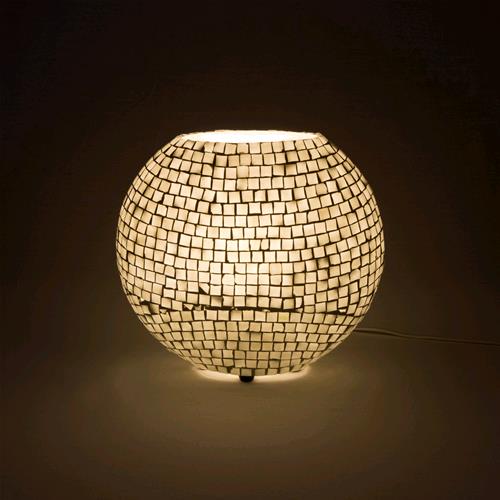 Lampada da tavolo in vetro mosaicata WHITE BRIDE ovale INDIA WORLD