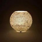 Lampada da tavolo in vetro mosaicata WHITE BRIDE ovale INDIA WORLD