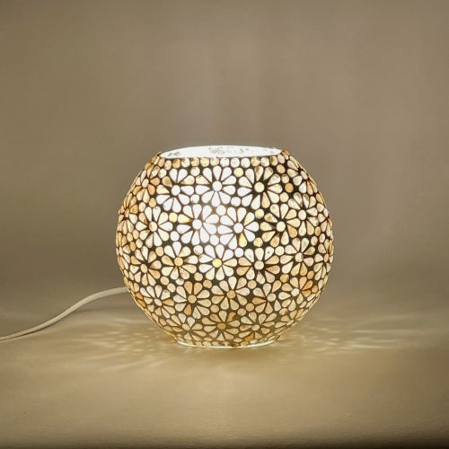 Lampada da tavolo in vetro mosaicata YELLOW DAISY ovale INDIA WORLD